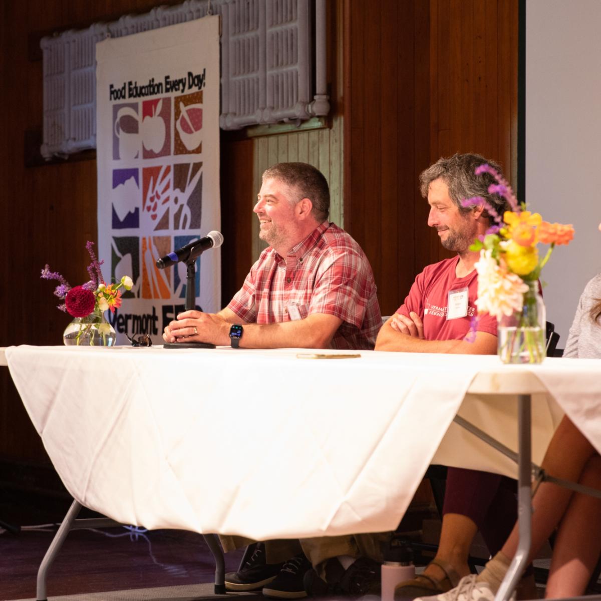 Scott Fay speaks on a cafeteria panel during the 2022 Northeast Farm to School Institute Retreat at Shelburne Farms. Scott Fay speaks on a cafeteria panel during the 2022 Northeast Farm to School Institute Retreat at Shelburne Farms.